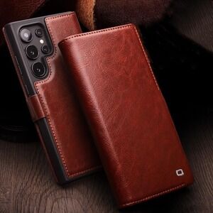 Qialino Genuine Leather Wallet‎ Case for Samsung S24 Ultra 1 Flip Cover Magnetic